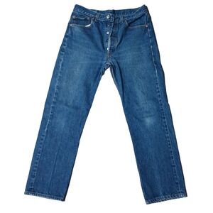 Vintage Levis 501 Jeans Tagged 34 x 32, Actual 30 x 28 USA made Button Fly Blue